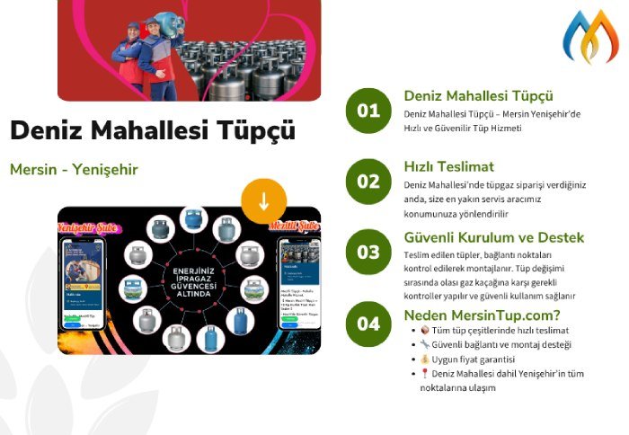 ✅ Yenişehir Deniz Mahallesi Tüpçü | Hızlı ve Güvenli 12 Kg Tüp Teslimatı